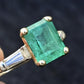 14K Yellow Gold Ring with 1.36ct Vivid Green Emerald & Diamond Size 6.25