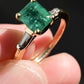 14K Yellow Gold Ring with 1.36ct Vivid Green Emerald & Diamond Size 6.25