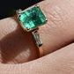 14K Yellow Gold Ring with 1.36ct Vivid Green Emerald & Diamond Size 6.25