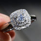 10K White Gold Diamond Ring with Blue Gemstones, 0.45 TCW, Size 6.75