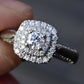 10K White Gold Diamond Ring with Blue Gemstones, 0.45 TCW, Size 6.75