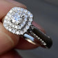 10K White Gold Diamond Ring with Blue Gemstones, 0.45 TCW, Size 6.75