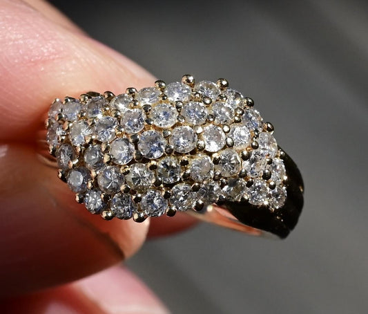 14K True Plum Gold Diamond Cluster Ring – 0.60 TCW, VS2-I1 Clarity, Size 4