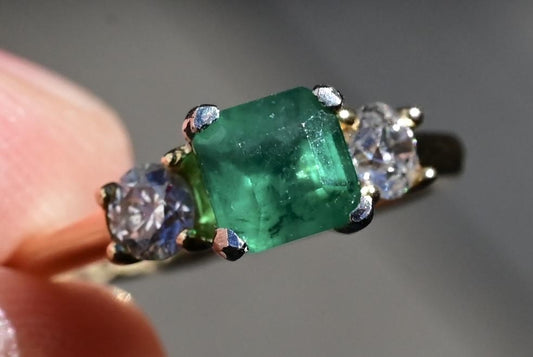 IGI Certified 14K Two-Tone Gold Emerald & Diamond Ring – .60ct Emerald, Size 4
