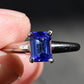 Elegant Platinum Emerald-Cut Tanzanite Solitaire Ring – 0.70 Carats Size 6