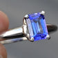 Elegant Platinum Emerald-Cut Tanzanite Solitaire Ring – 0.70 Carats Size 6