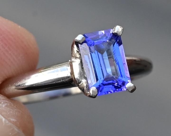 Elegant Platinum Emerald-Cut Tanzanite Solitaire Ring – 0.70 Carats Size 6