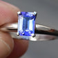 Elegant Platinum Emerald-Cut Tanzanite Solitaire Ring – 0.70 Carats Size 6