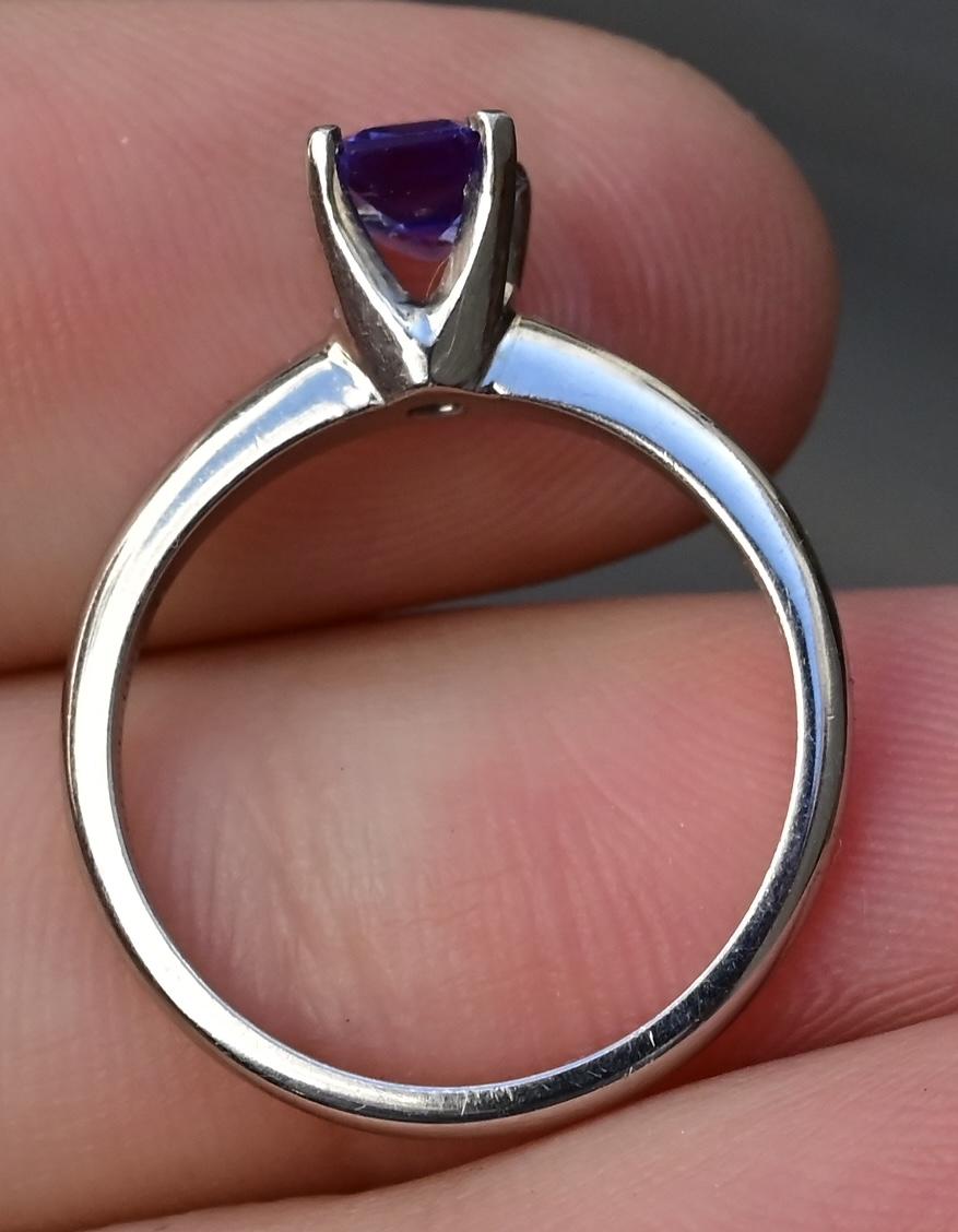Elegant Platinum Emerald-Cut Tanzanite Solitaire Ring – 0.70 Carats Size 6