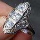 Platinum Art Deco Old Euro Diamond Ring – 0.90 TCW, IGI Certified, Size 6.25