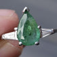 Platinum Pear-Shaped Emerald & Tapered Baguette Diamond Ring – 1.15 Carat