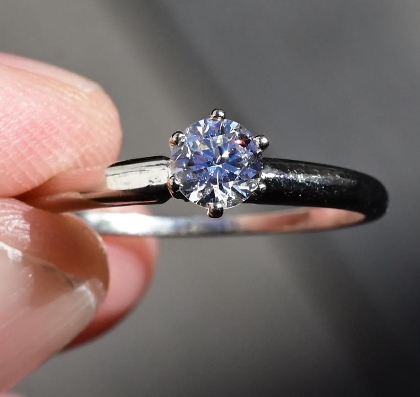Classic 14K White Gold Diamond Solitaire Ring – 0.38 Carat Ring Size 7.5