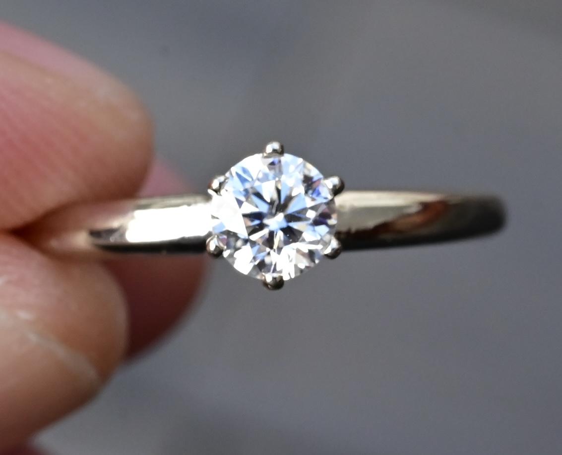 Classic 14K White Gold Diamond Solitaire Ring – 0.38 Carat Ring Size 7.5