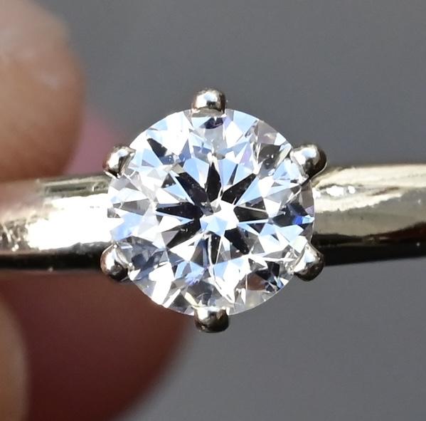 Classic 14K White Gold Diamond Solitaire Ring – 0.38 Carat Ring Size 7.5