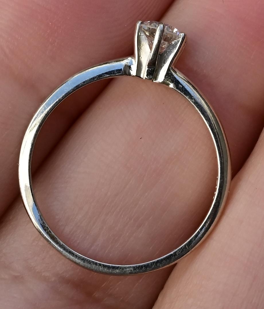 Classic 14K White Gold Diamond Solitaire Ring – 0.38 Carat Ring Size 7.5