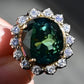 18K Gold 11.77ct Green Tourmaline & Diamond Halo Ring – 12.75g, Size 5.25