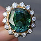 18K Gold 11.77ct Green Tourmaline & Diamond Halo Ring – 12.75g, Size 5.25