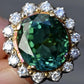 18K Gold 11.77ct Green Tourmaline & Diamond Halo Ring – 12.75g, Size 5.25
