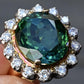 18K Gold 11.77ct Green Tourmaline & Diamond Halo Ring – 12.75g, Size 5.25