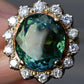 18K Gold 11.77ct Green Tourmaline & Diamond Halo Ring – 12.75g, Size 5.25