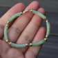14K Gold & Green Jade Barrel Link Bracelet – 7.25”