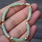 14K Gold & Green Jade Barrel Link Bracelet – 7.25”