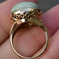 Elegant 14K Gold Green Jade Cabochon Ring – Size 6