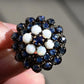 Vintage 14K Yellow Gold Sapphire & Opal Cluster Ring – Size 6.25