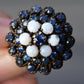 Vintage 14K Yellow Gold Sapphire & Opal Cluster Ring – Size 6.25