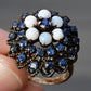 Vintage 14K Yellow Gold Sapphire & Opal Cluster Ring – Size 6.25