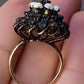 Vintage 14K Yellow Gold Sapphire & Opal Cluster Ring – Size 6.25