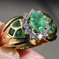 14K Yellow Gold Emerald & Diamond Cluster Ring, IGI Certified, 6.06g