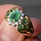 IGI Certified 14K Yellow Gold Emerald & Diamond Cluster Ring – 1.40 TCW, Size 6