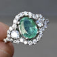 Elegant 14K White Gold Emerald & Diamond Ring 1 Ct Emerald Ring Size 8 IGI Cert