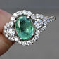 Elegant 14K White Gold Emerald & Diamond Ring 1 Ct Emerald Ring Size 8 IGI Cert