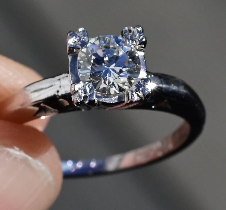 Platinum Diamond Solitaire Ring with .48ct VS Clarity Center IGI Certified