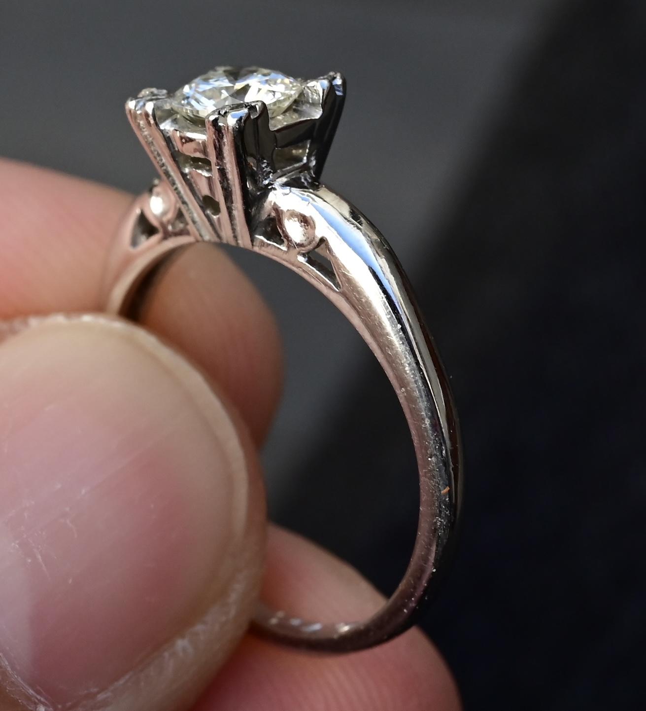 Platinum Diamond Solitaire Ring with .48ct VS Clarity Center IGI Certified