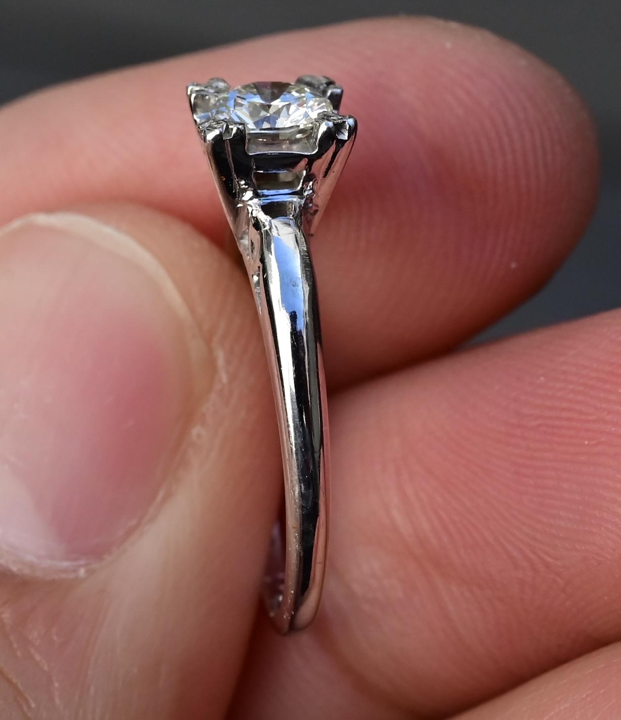 Platinum Diamond Solitaire Ring with .48ct VS Clarity Center IGI Certified
