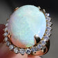 Massive 14K Yellow Gold Natural Opal & Diamond Ring 12.73 Grams
