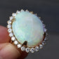 Massive 14K Yellow Gold Natural Opal & Diamond Ring 12.73 Grams