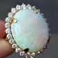 Massive 14K Yellow Gold Natural Opal & Diamond Ring 12.73 Grams
