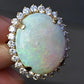 Massive 14K Yellow Gold Natural Opal & Diamond Ring 12.73 Grams