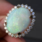Massive 14K Yellow Gold Natural Opal & Diamond Ring 12.73 Grams