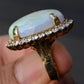 Massive 14K Yellow Gold Natural Opal & Diamond Ring 12.73 Grams
