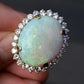 Massive 14K Yellow Gold Natural Opal & Diamond Ring 12.73 Grams