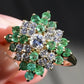 14K Yellow Gold Diamond & Emerald Cluster Ring – 0.89 TCW Ring Size 8.75