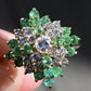 14K Yellow Gold Diamond & Emerald Cluster Ring – 0.89 TCW Ring Size 8.75