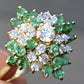 14K Yellow Gold Diamond & Emerald Cluster Ring – 0.89 TCW Ring Size 8.75