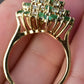 14K Yellow Gold Diamond & Emerald Cluster Ring – 0.89 TCW Ring Size 8.75