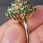 14K Yellow Gold Diamond & Emerald Cluster Ring – 0.89 TCW Ring Size 8.75